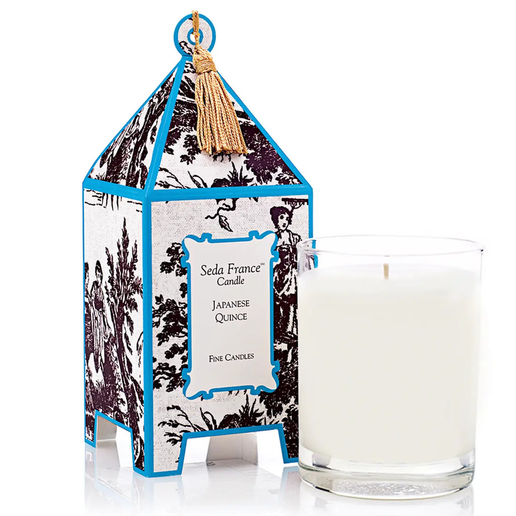 Seda France Japanese Quince Classic Toile Pagoda Box Candle – 10 oz